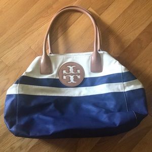 Tory Burch Canvas and Leather Tote Bag